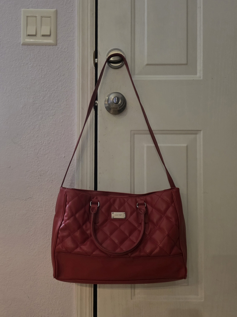 Nine West Red Quilted Shoulder Tote